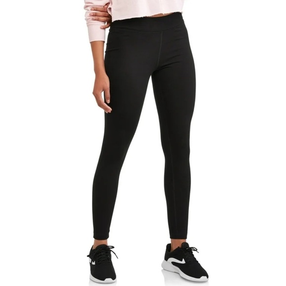 Athletic Works Pants - Athletic Black Leggings Yoga Lounge Casual Mid Rise Stretch Large 12-14